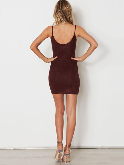 JuliaFashion-Better Than Ever Suede Bodycon Dress