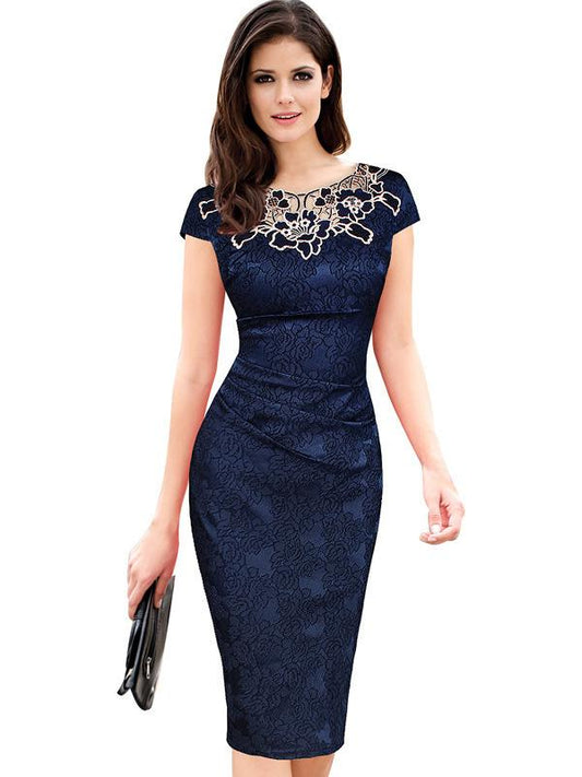 JuliaFashion-Hot Date Floral Embroidered Bodycon Dress