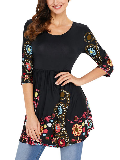 JuliaFashion - 2024 Skater Girl Floral Print Boho Dress