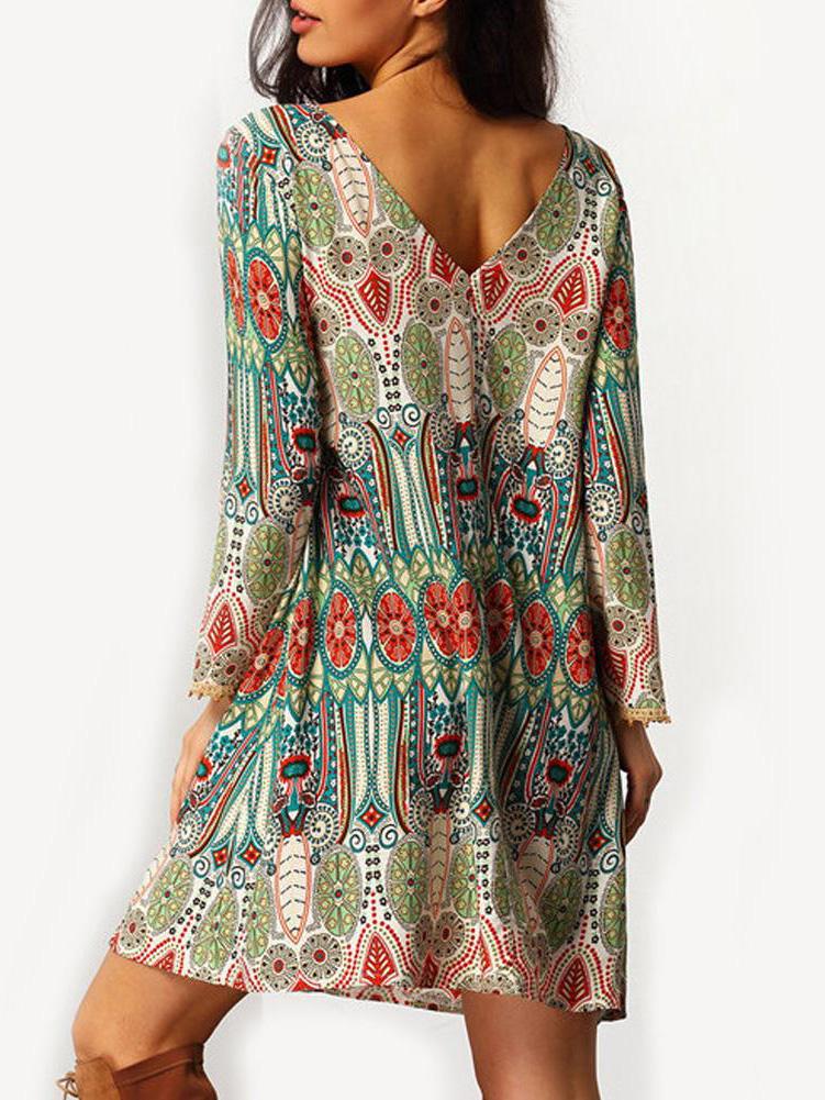 JuliaFashion-New Day Bohemian Print Chiffon Dress