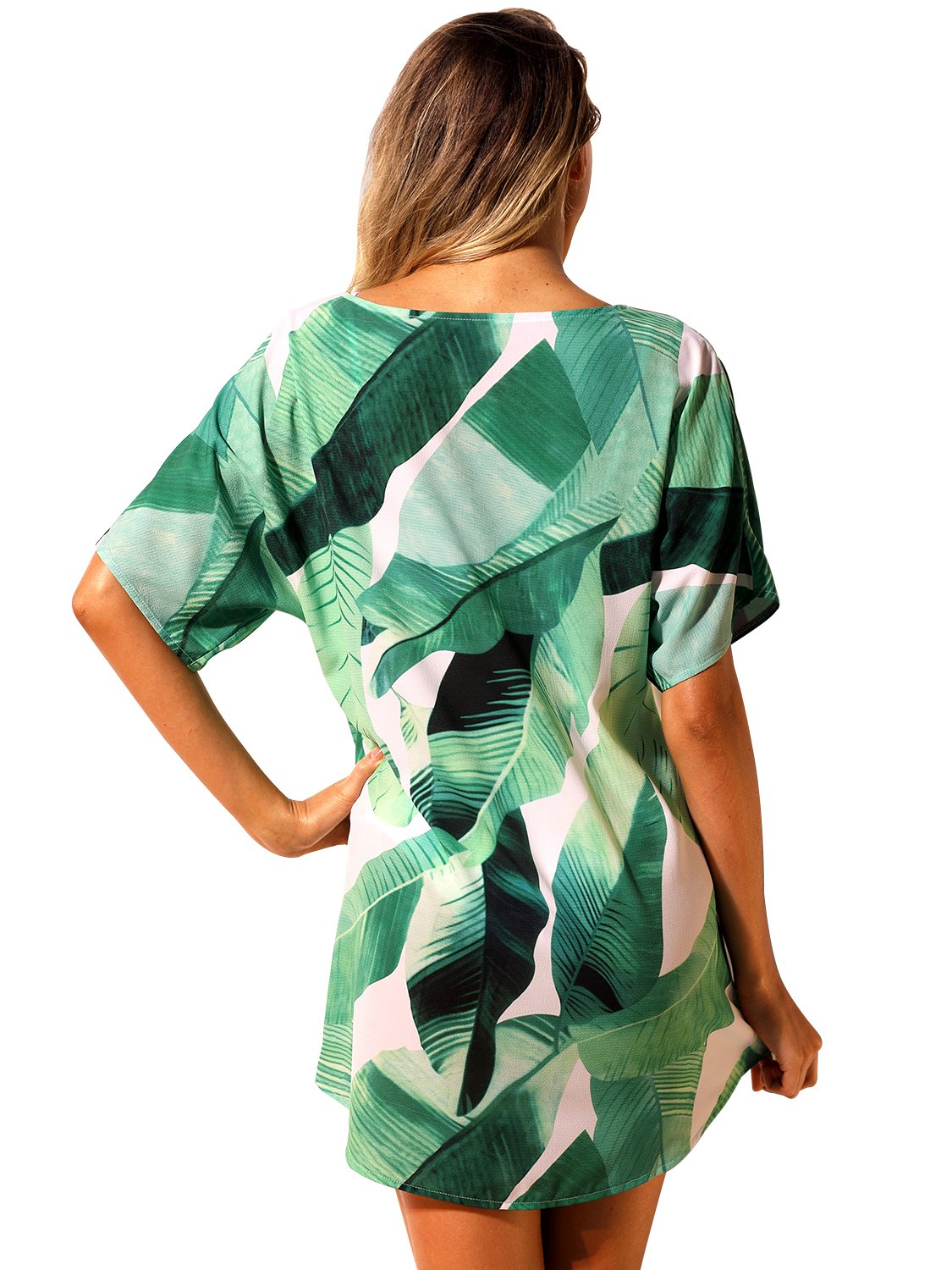 JuliaFashion - 2024 Run Away With Me Palm Leaf Print Mini Dress