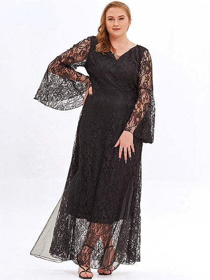 JuliaFashion-Lace Mesh Full Sleeves Evening Dresses