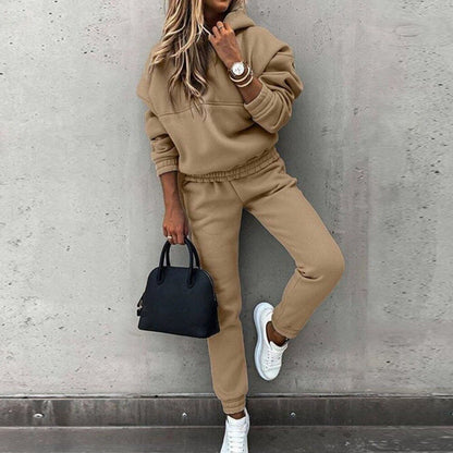 JuliaFashion-2 Piece Set Tracksuit Hooded Pants Suit