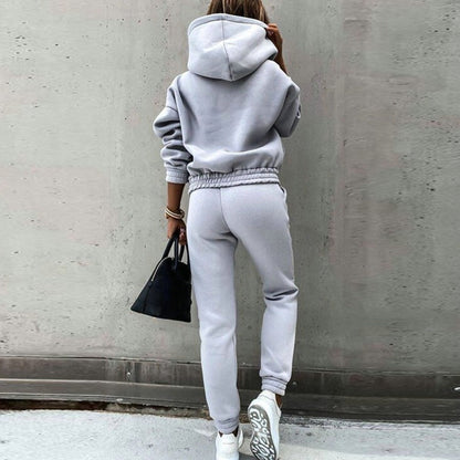 JuliaFashion-2 Piece Set Tracksuit Hooded Pants Suit