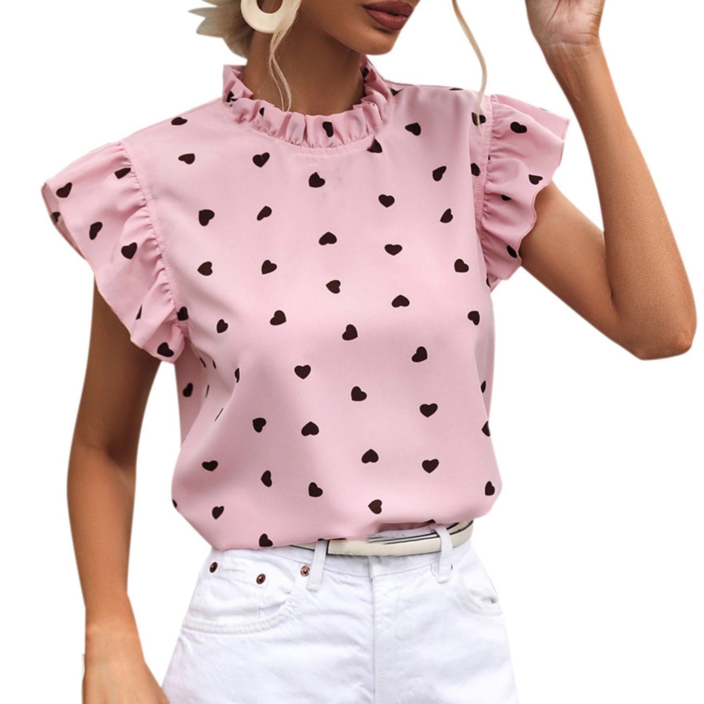JuliaFashion - 2024 Women Casual Summer Solid Color Stand Collar Short Sleeve Slim Blouse Clothing