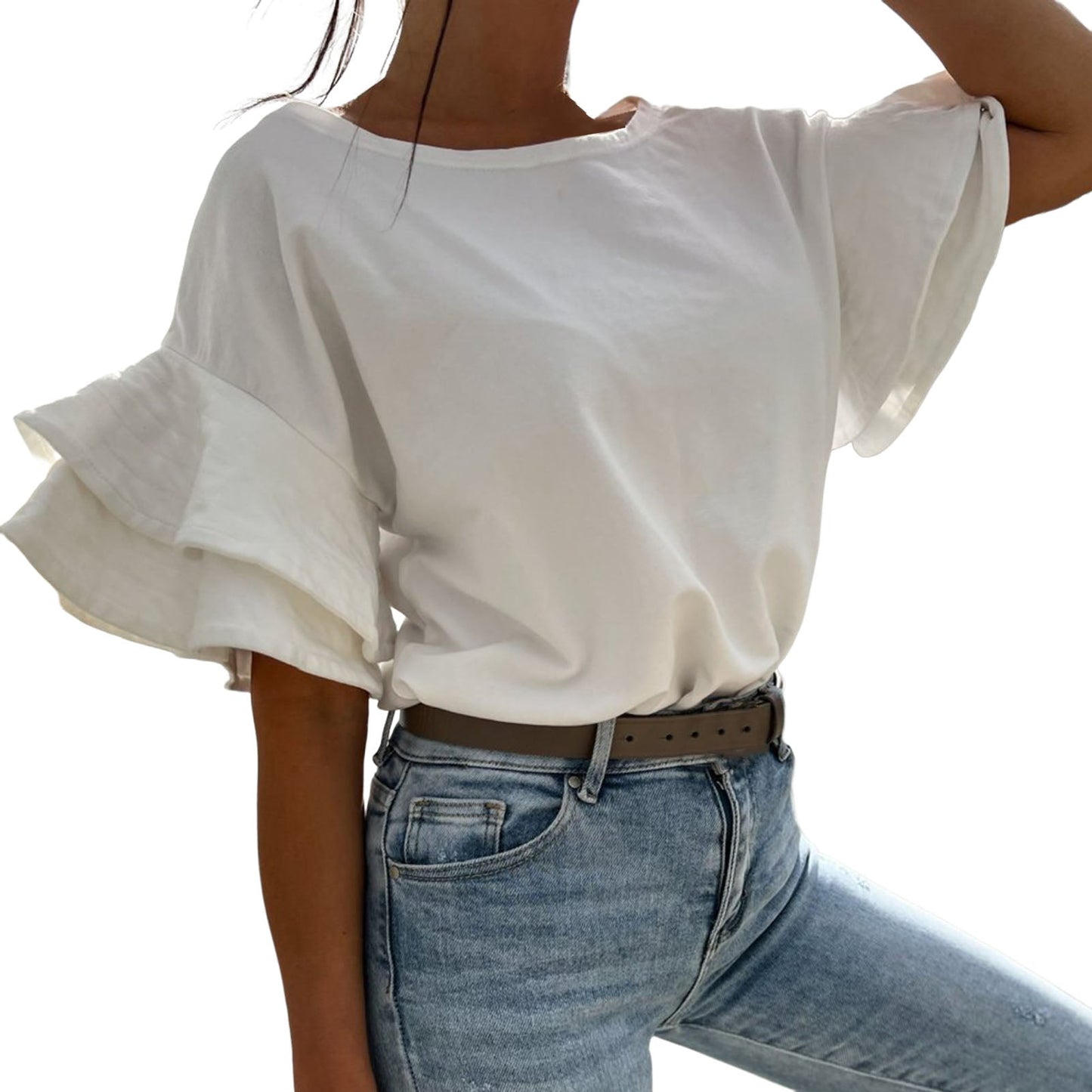 JuliaFashion - 2024 Women Casual Summer Solid Color Stand Collar Short Sleeve Slim Blouse Clothing