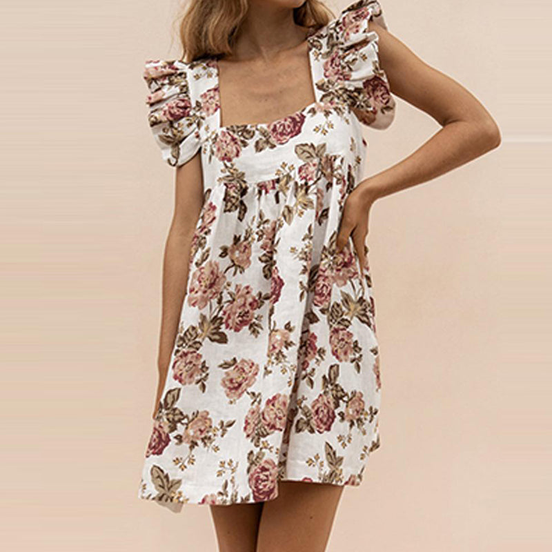 JuliaFashion - 2024 Women Elegant Butterfly Sleeve Backless Sexy Pocket Sundress