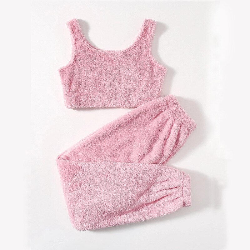 JuliaFashion - 2024 Warm Flannel Thick Coral Velvet Pajamas Set