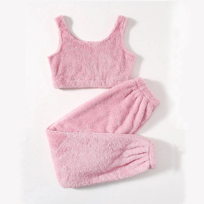 JuliaFashion - 2024 Warm Flannel Thick Coral Velvet Pajamas Set