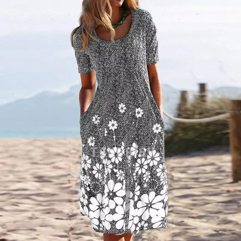 JuliaFashion - 2024 Women's Print Loose Casual Short-sleeved Bohemian Dresses