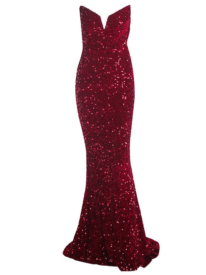 JuliaFashion - 2024 Sequin Strapless Evening Sexy V-Neck Dress