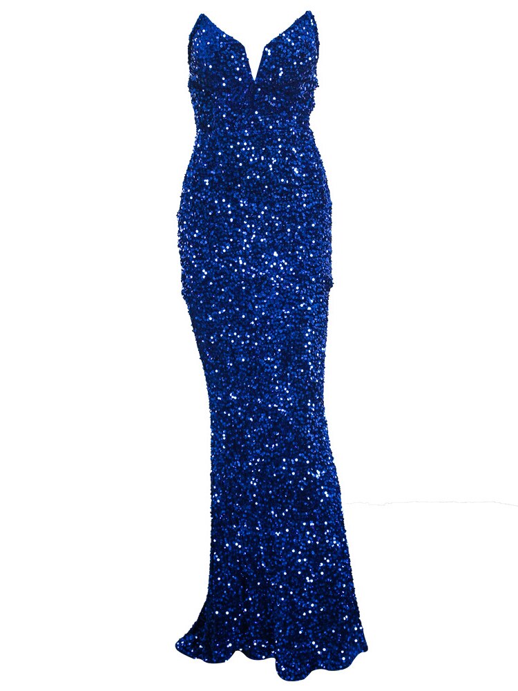 JuliaFashion - 2024 Sequin Strapless Evening Sexy V-Neck Dress