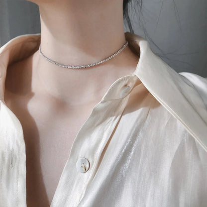 JuliaFashion - 2024 Sparkling Gold Silver Clavicle Choker Necklace