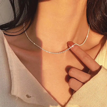 JuliaFashion - 2024 Sparkling Gold Silver Clavicle Choker Necklace