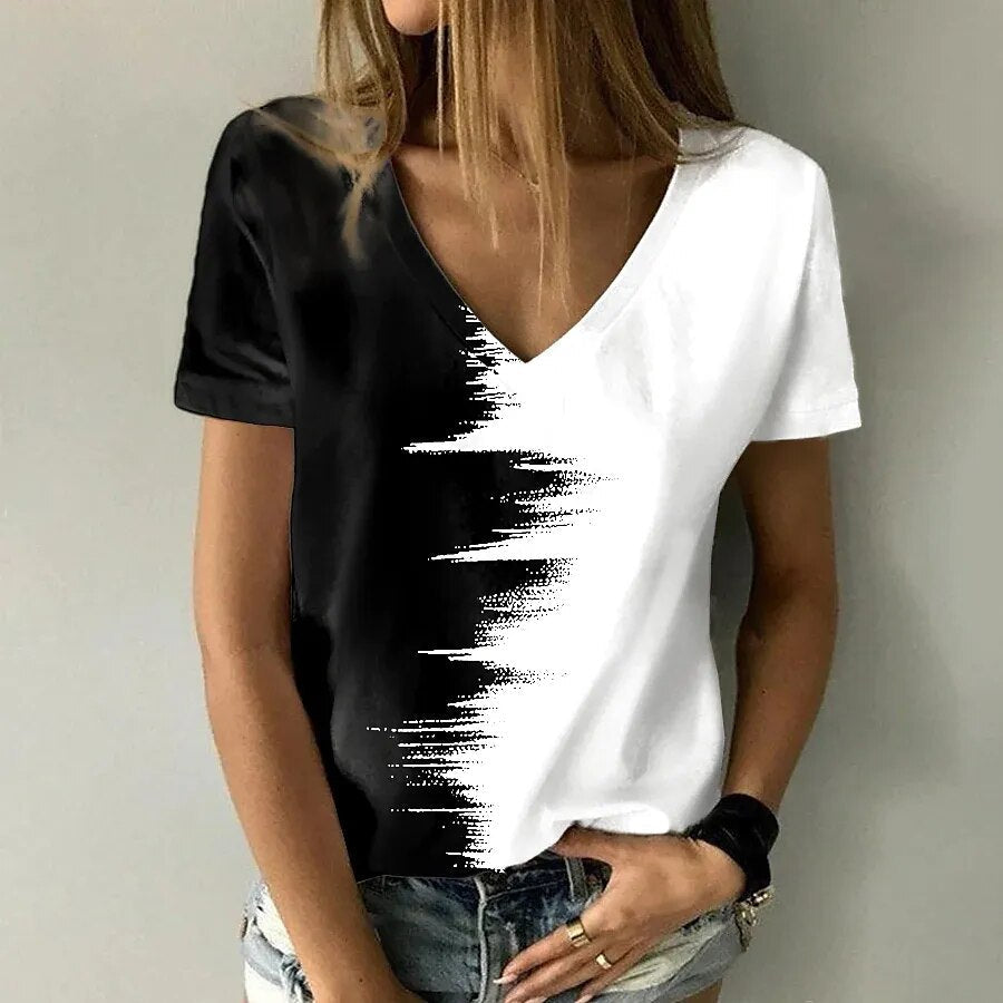 JuliaFashion-Oversized Abstract 3D Print Tee