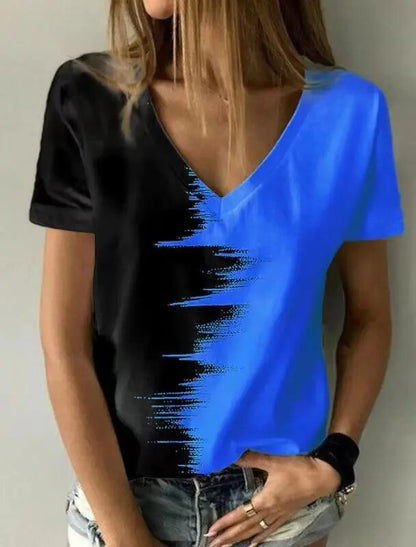 JuliaFashion-Oversized Abstract 3D Print Tee