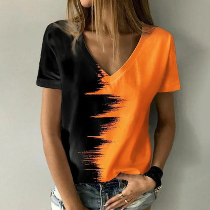 JuliaFashion-Oversized Abstract 3D Print Tee