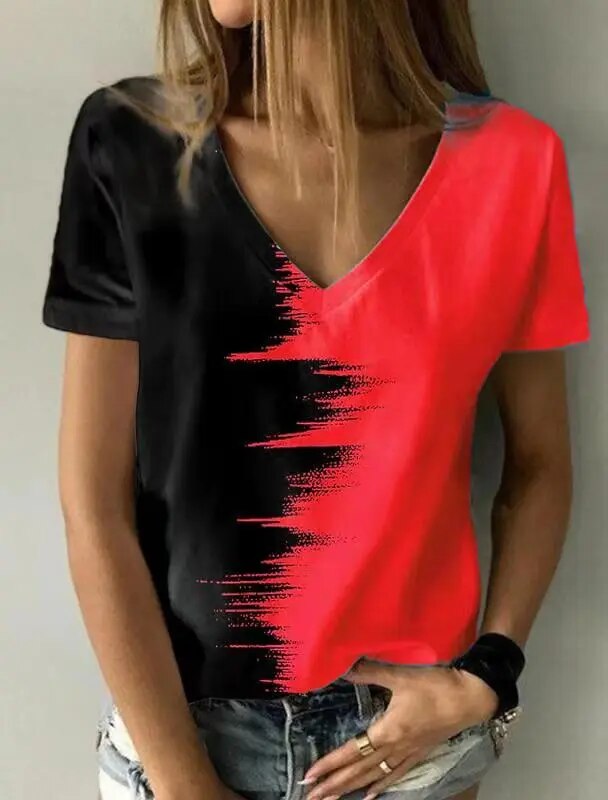 JuliaFashion-Oversized Abstract 3D Print Tee