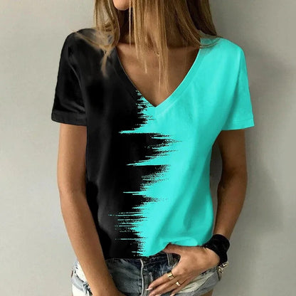 JuliaFashion-Oversized Abstract 3D Print Tee