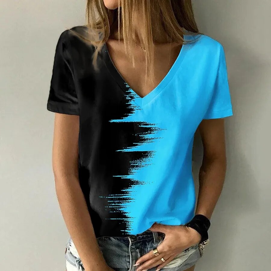 JuliaFashion-Oversized Abstract 3D Print Tee