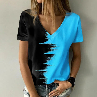 JuliaFashion-Oversized Abstract 3D Print Tee