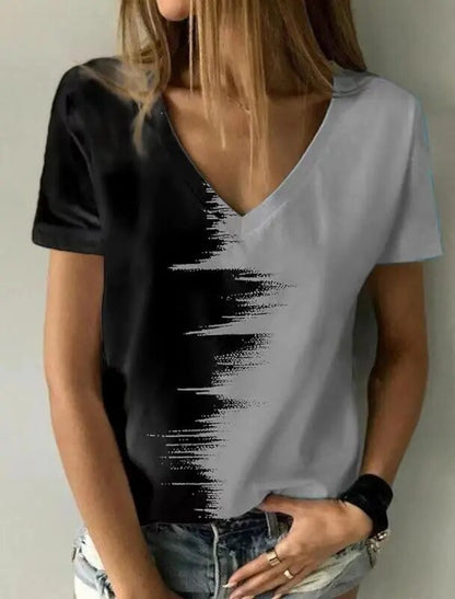 JuliaFashion-Oversized Abstract 3D Print Tee