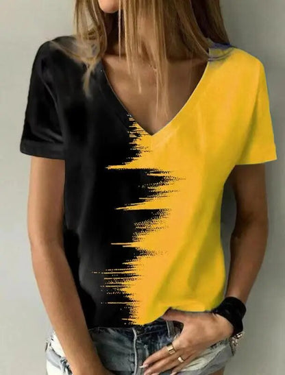 JuliaFashion-Oversized Abstract 3D Print Tee
