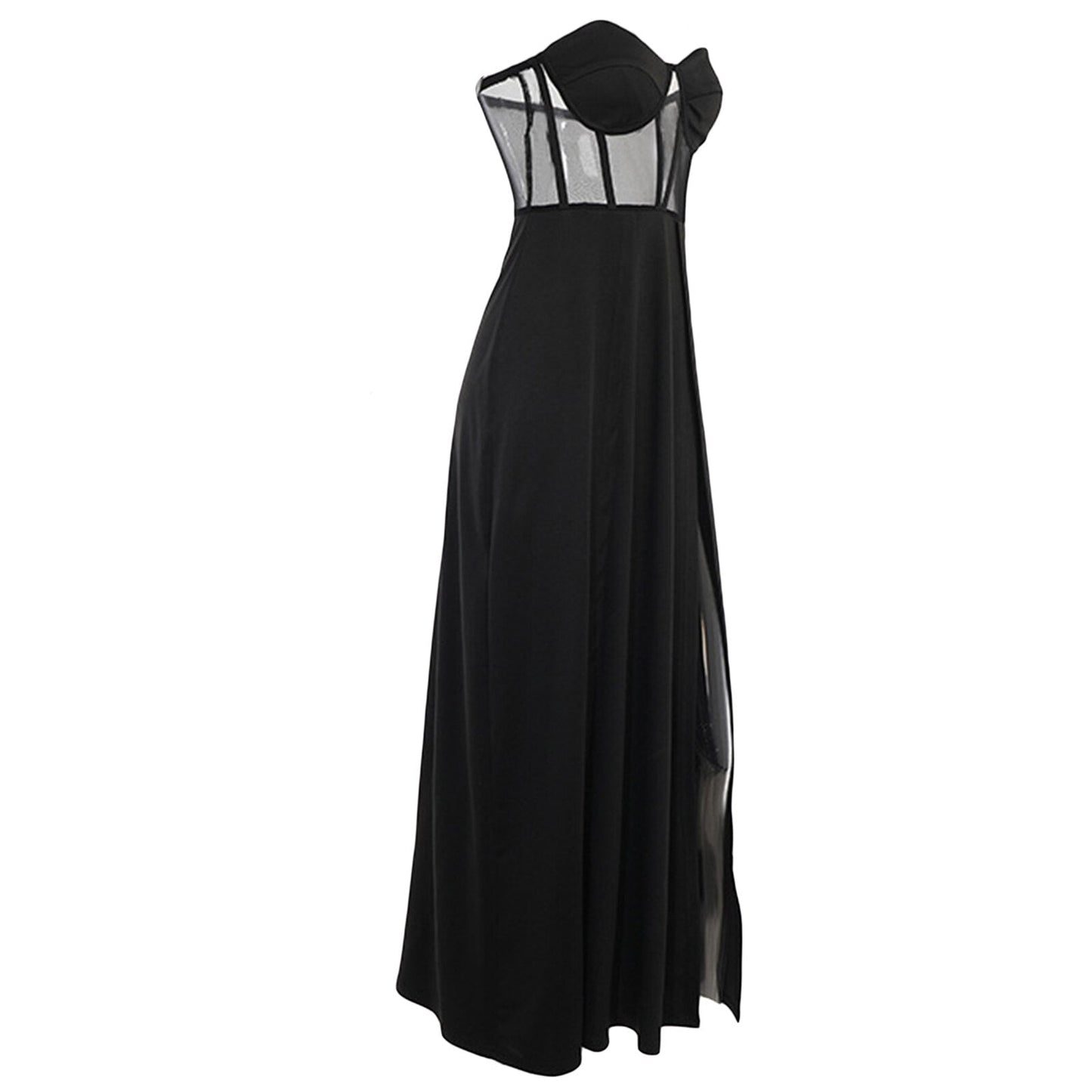 JuliaFashion-Off Shoulder Through Elastic Waist Solid Color Dress