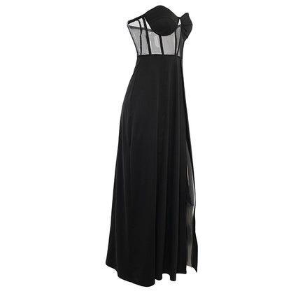 JuliaFashion-Off Shoulder Through Elastic Waist Solid Color Dress