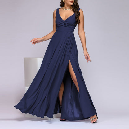 JuliaFashion - 2024 Sexy V-Neck Sleeveless Maxi Dress