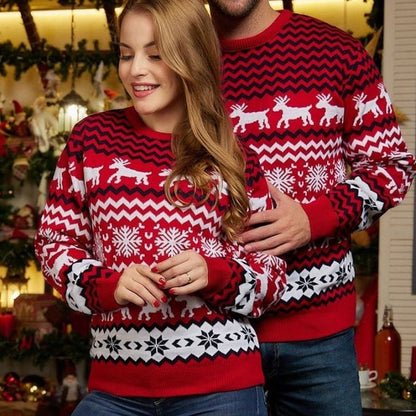 JuliaFashion-2024 New Year's Clothes Women Men Matching Sweaters Christmas Family Couples Jumpers