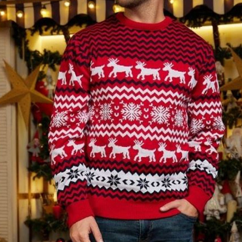 JuliaFashion-2024 New Year's Clothes Women Men Matching Sweaters Christmas Family Couples Jumpers