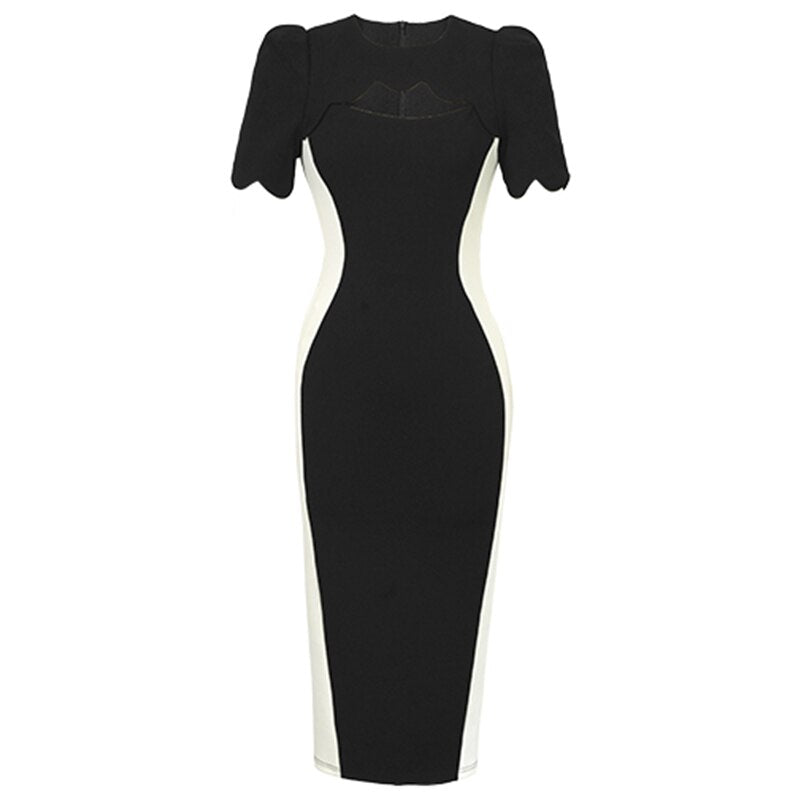 JuliaFashion-Elegant Goddess Style Black White Cutout Dress