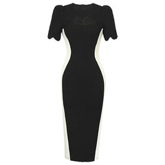 JuliaFashion-Elegant Goddess Style Black White Cutout Dress