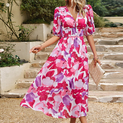 JuliaFashion-Elegant Boho Floral Bodycon Maxi Dress