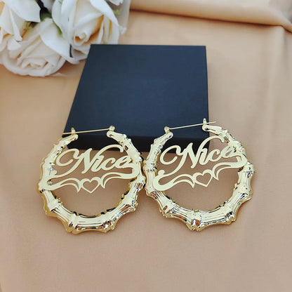 JuliaFashion-Personalized Name Bamboo Earrings