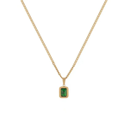 JuliaFashion - 2024Retro Emerald Stainless Steel Necklace