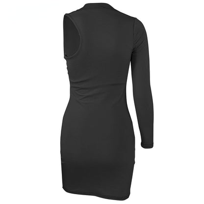 JuliaFashion-Cut Out Long Sleeve Mini Elastic Black Casual Club Dress