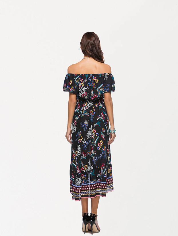 JuliaFashion-Doing It Right Floral Off Shoulder Midi Dress