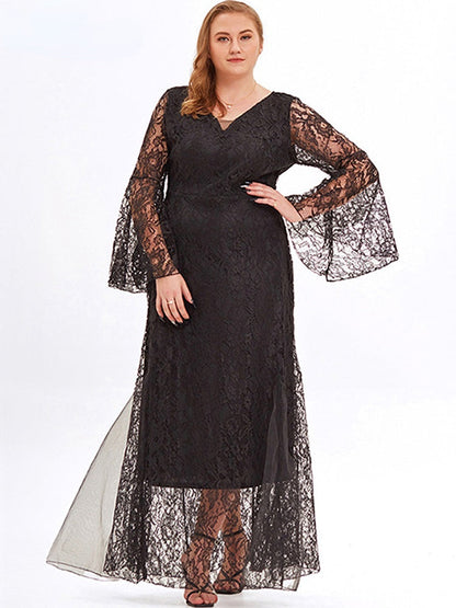 JuliaFashion-Lace Mesh Full Sleeves Evening Dresses