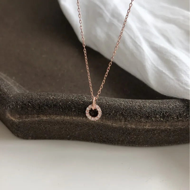 JuliaFashion-Flash Diamond Double Circle Necklace