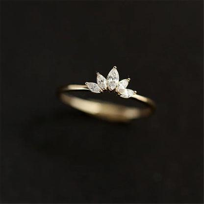 JuliaFashion - 2024 Simple Crown 14k Gold Plated Ring