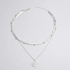 JuliaFashion-Exquisite Three-Layer Silver Round Necklace