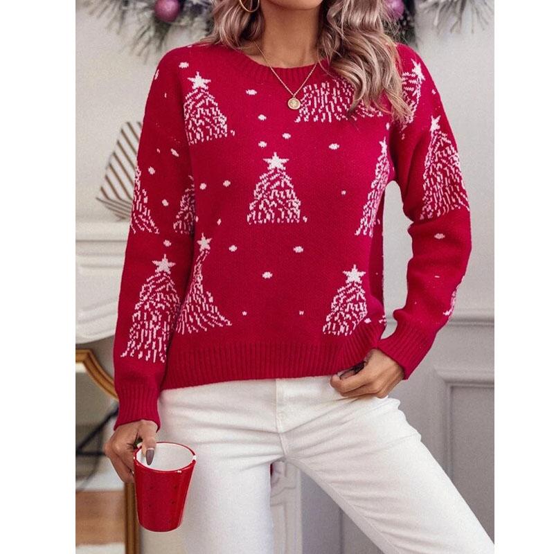 JuliaFashion-Fashion Ladies Autumn Winter Long Sleeve Snowflake Christmas Sweater