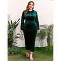 JuliaFashion - 2024  Solid Turn-down Collar Rear Split A-LINE Slim Dress