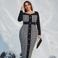 JuliaFashion - 2024 Swallow Gird Square Collar Trend Bodycon Dress