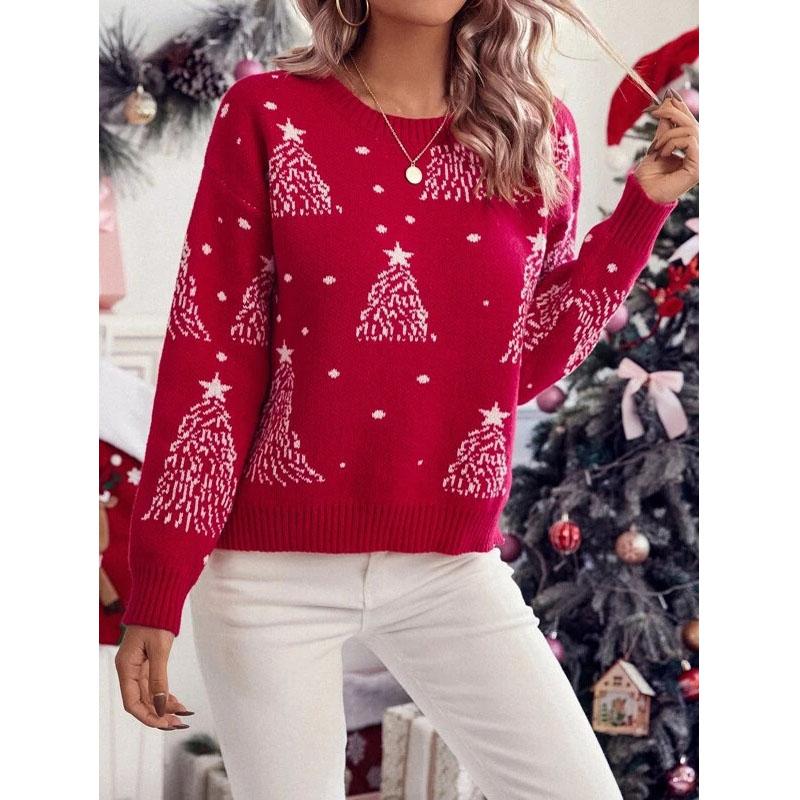 JuliaFashion-Fashion Ladies Autumn Winter Long Sleeve Snowflake Christmas Sweater