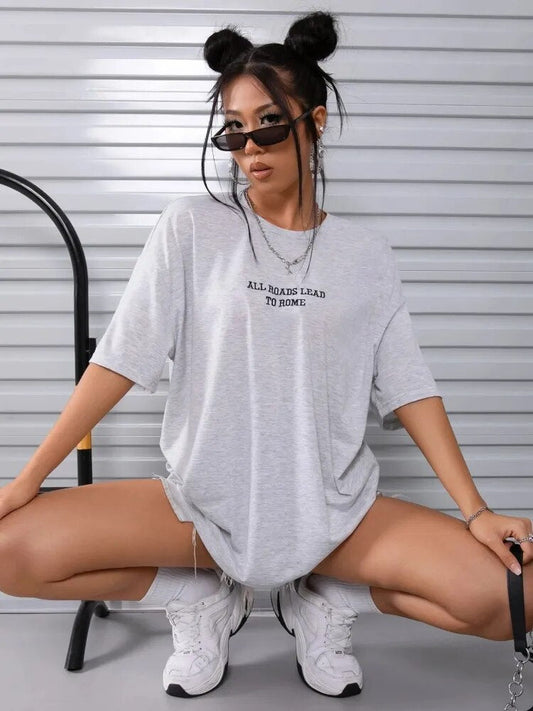JuliaFashion-Oversize Casual Street Fashion Tee