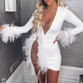 JuliaFashion - 2024 Through Sequin Mesh Patchwork Dresses