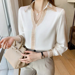 JuliaFashion - 2024 V-Neck Chiffon Blouse